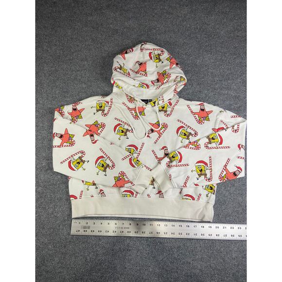 SpongeBob Square Pants & Patrick Christmas cropped Hoodie Size XL - Picture 1 of 5